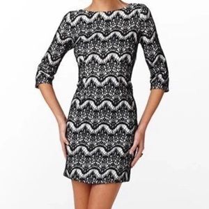 LILLY PULITZER Nikola Black & White Lace Detail Dress Size Small Event
